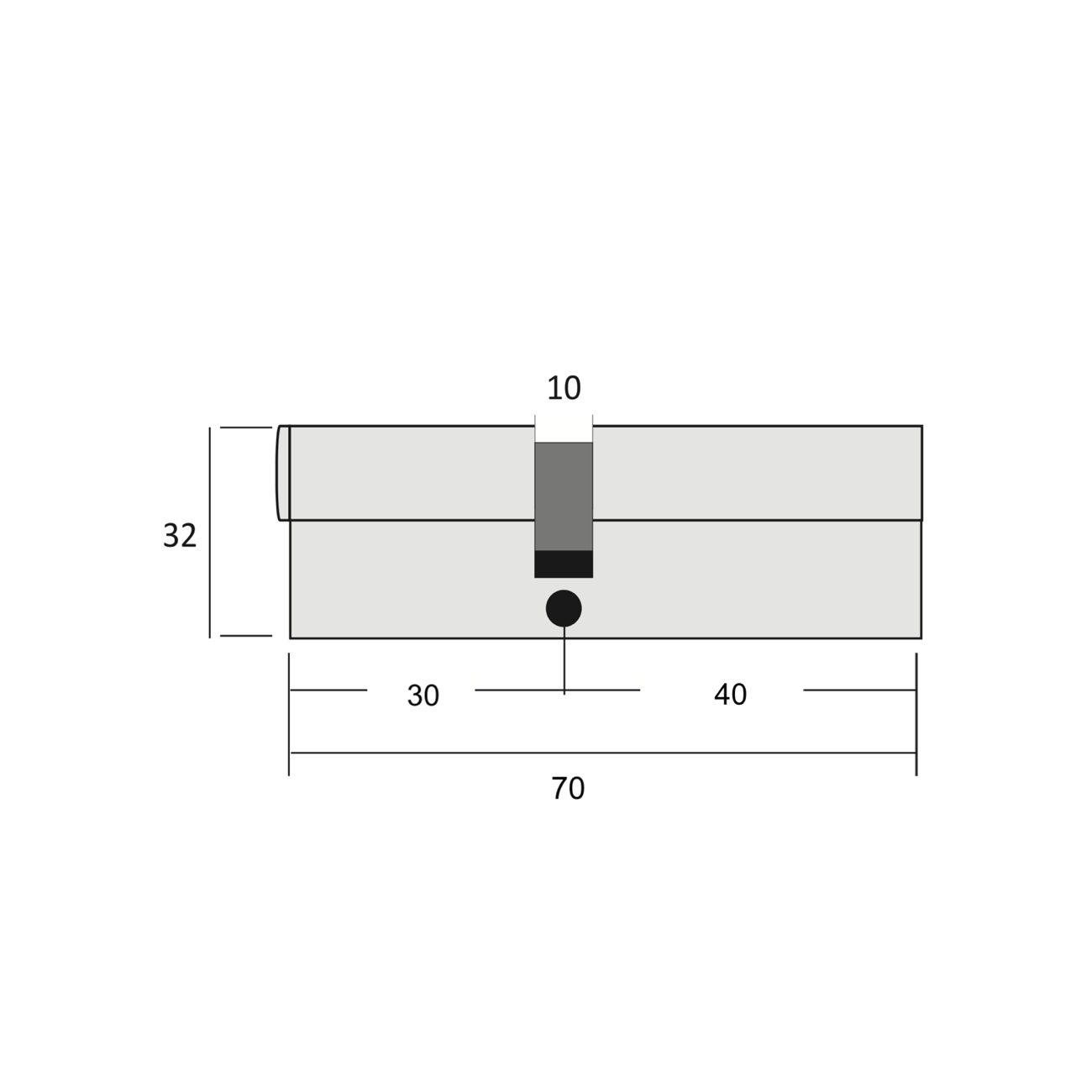 Bombín cerradura 30x40 latonado de seguridad media con leva larga para puertas