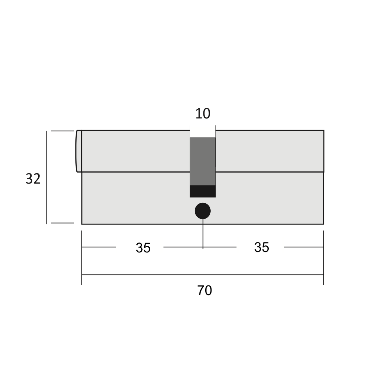 Bombín negro de seguridad de llave de puntos 35x35