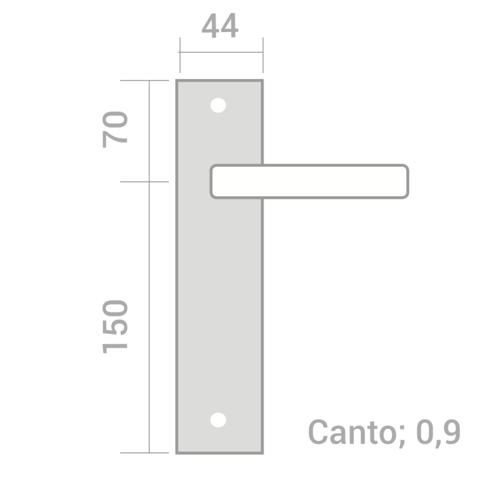 Manilla modelo '603' de acero inoxidable con placa rectangular para puertas