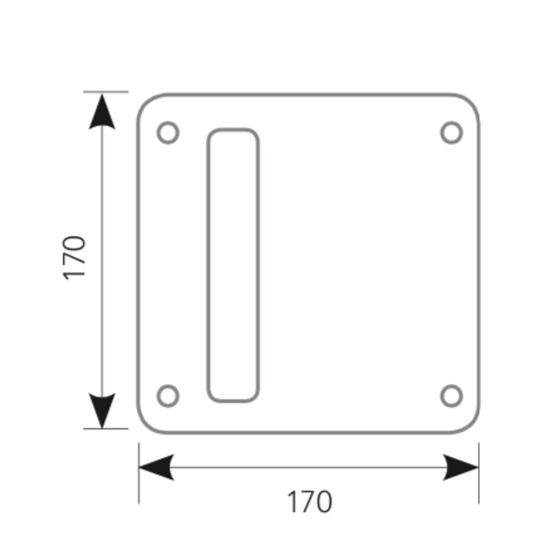 Manillón con placa cuadrada de 170 y asa tubular curva en inoxidable – Sin (HD)