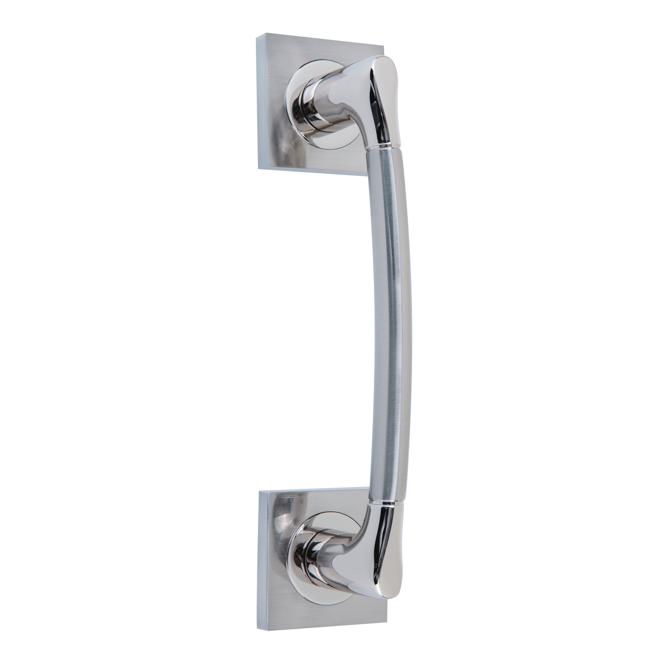 Manillón modelo 434 de zamak con roseta cuadrada en acabado bicolor para puertas
