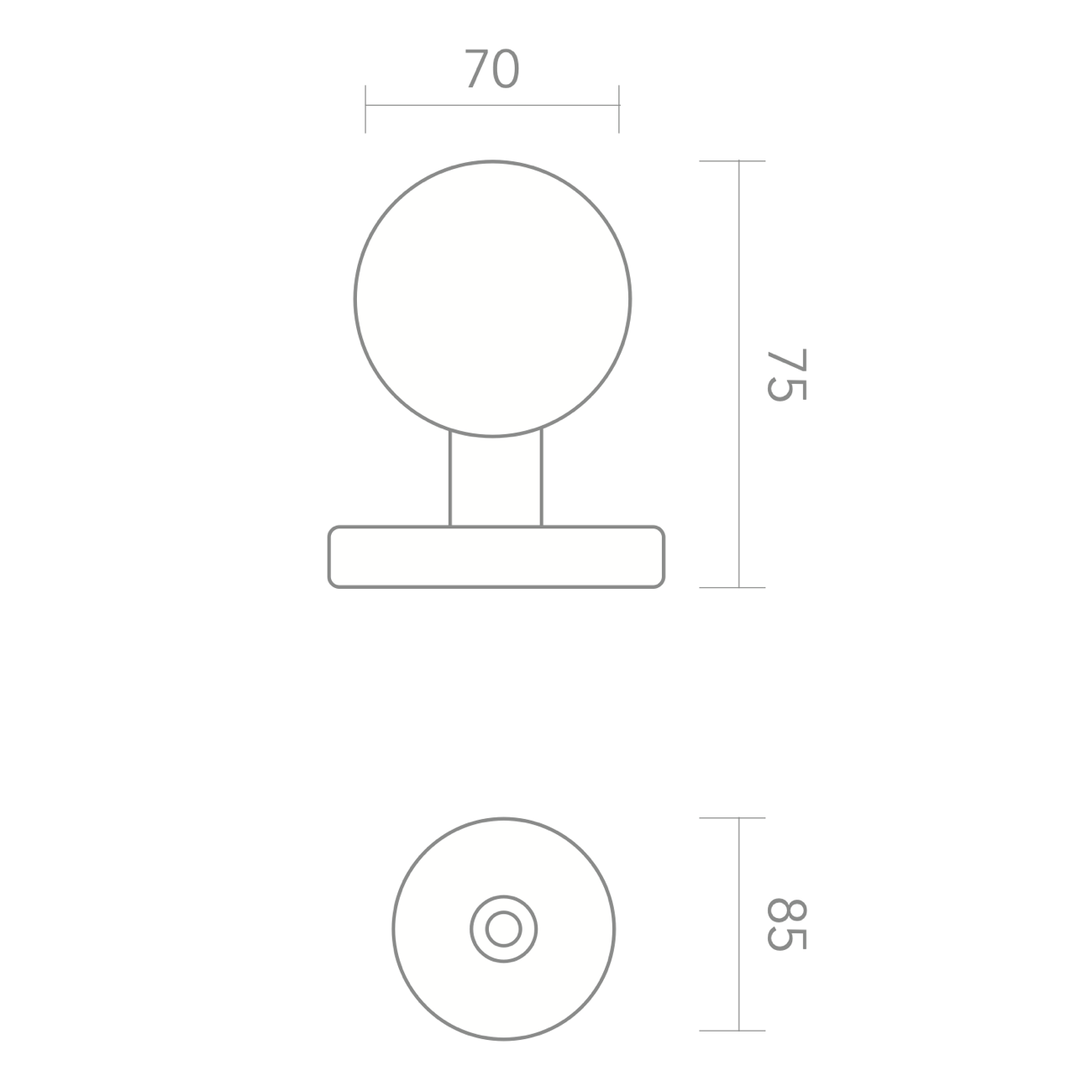 Pomo con forma de seta de zamak en acabado negro para puertas de entrada