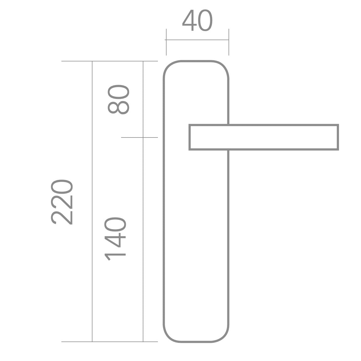Manilla de acero inoxidable con placa ovalada y tornillos ocultos para puertas modelo '503'