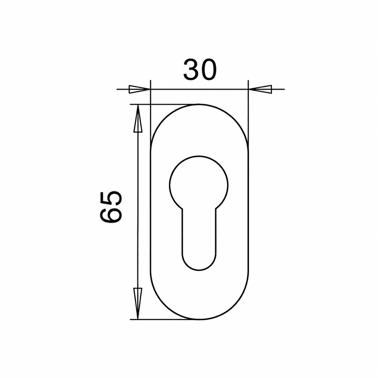 Bocallave de pera con roseta ovalada en acero inoxidable para puertas
