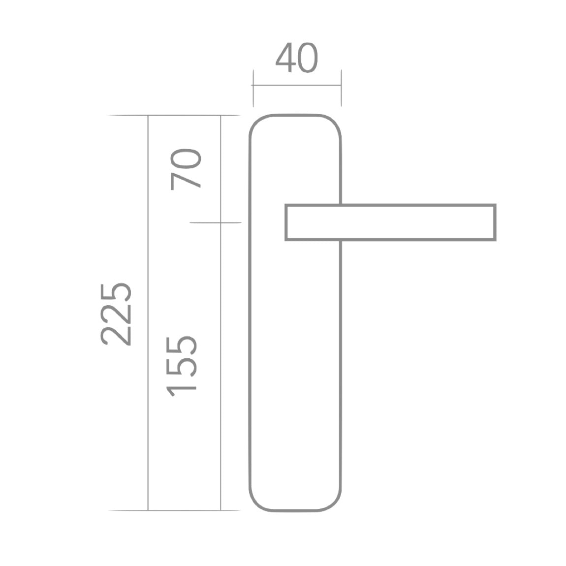 Manilla modelo '2035' de acero inoxidable para puertas con placa ovalada