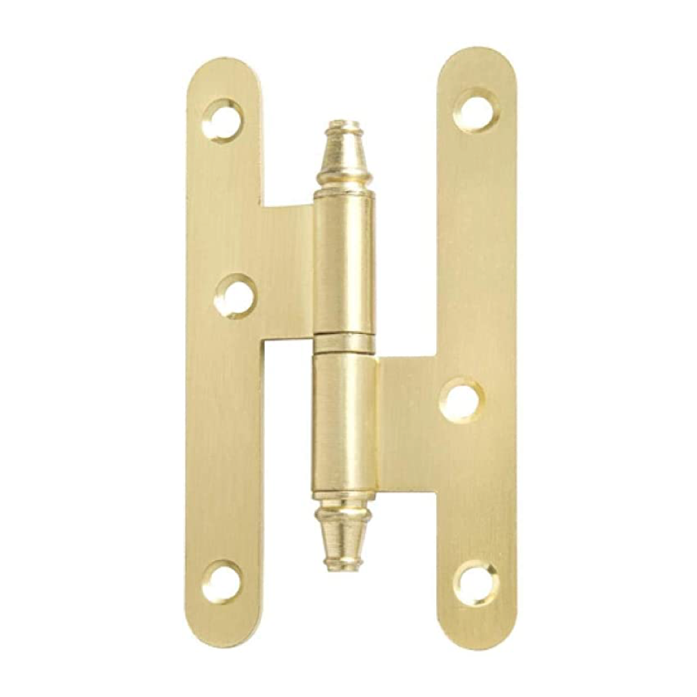 Pernio de pala redonda 100 de alto con remate en acabado dorado satinado para puerta