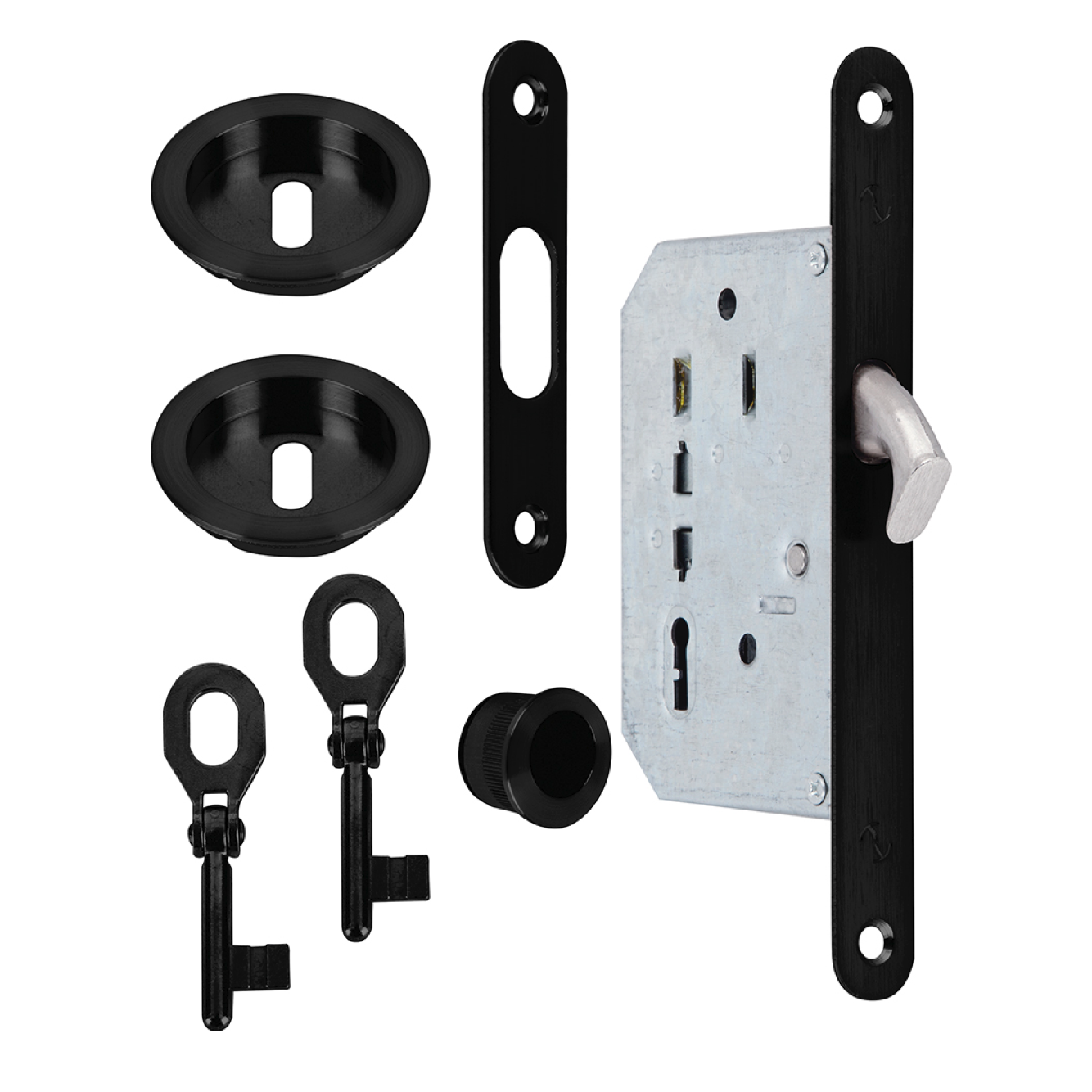 Kit para puerta corredera en acabado en nergo con 2 llaves borja incluidas