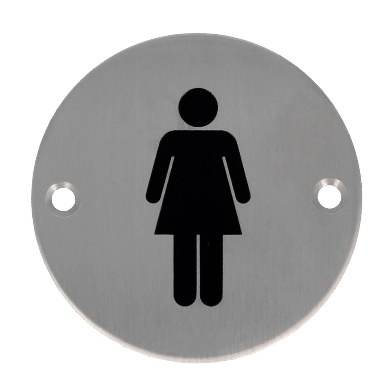 Cartel de acero inoxidable para baño de mujeres