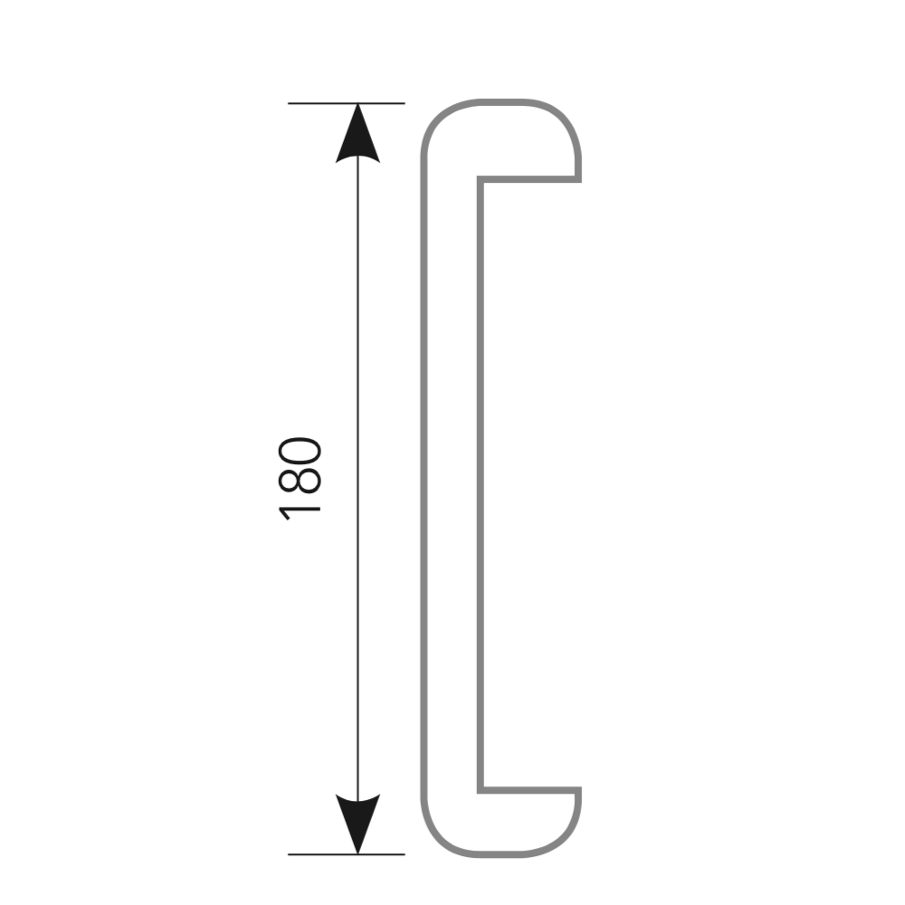 Manillón sin roseta de zamak acabado níquel satinado para puerta de Cristal 170mm