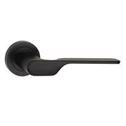 Manilla de zamak modelo 640 con roseta redonda en acabado negro para puertas