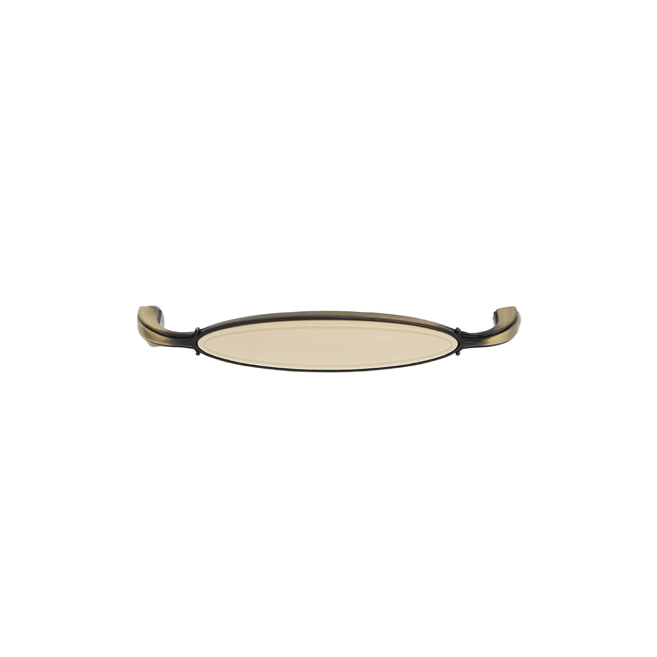 Tirador de cuero y porcelana para muebles y armarios 128mm entre ejes