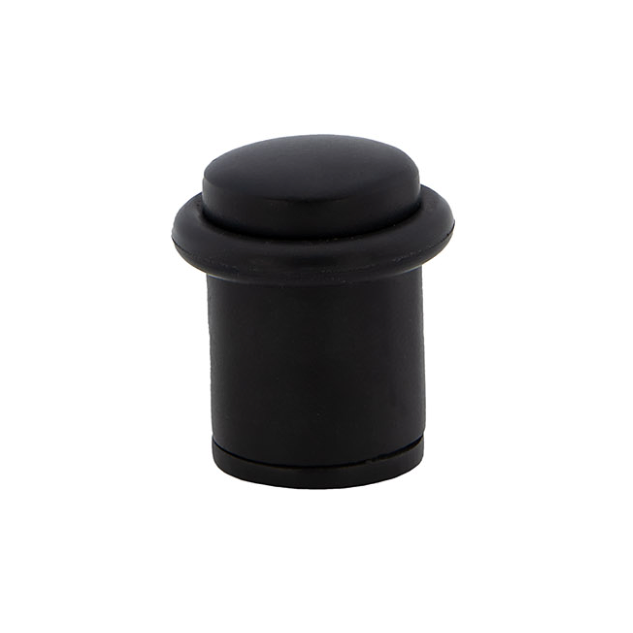 Tope de puerta cilíndrico negro con amortiguador de goma y 20mm de diámetro