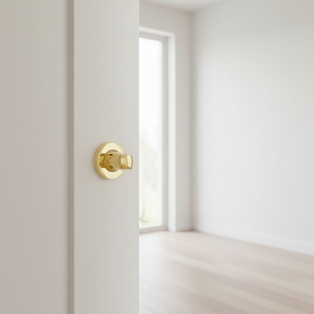 Condena de 35mm de diámetro en acabado dorado brillo para puertas